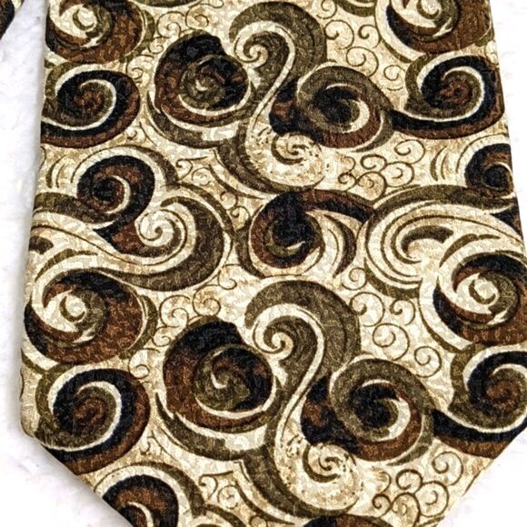 Vintage Men's 100% Silk Tie by Louis Roth w/Swirl Motif  - Made in Canada - Picture 11 of 12